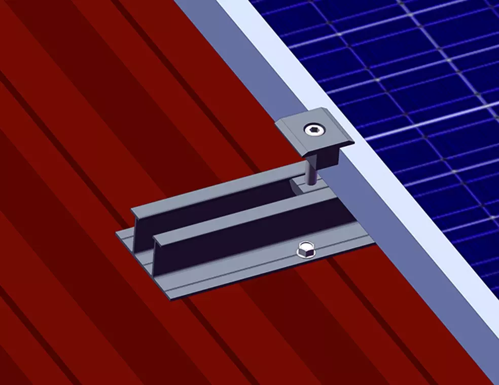 Aluminum slotted rail for Metal roof with Trapezoidal profile Solar mounting system
