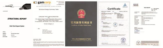 Certificate of Solar Panel Roof Rails Brackets