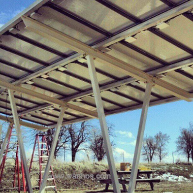 Yang kalis air komersial solar tenaga Carport pemasangan sistem tempat letak kereta Suria Racking